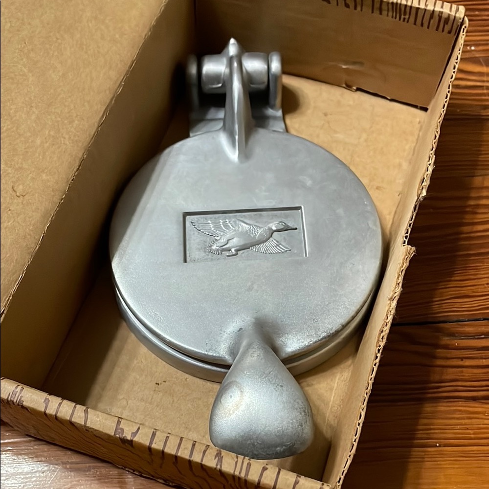 Vintage Silver Metal Duck Press